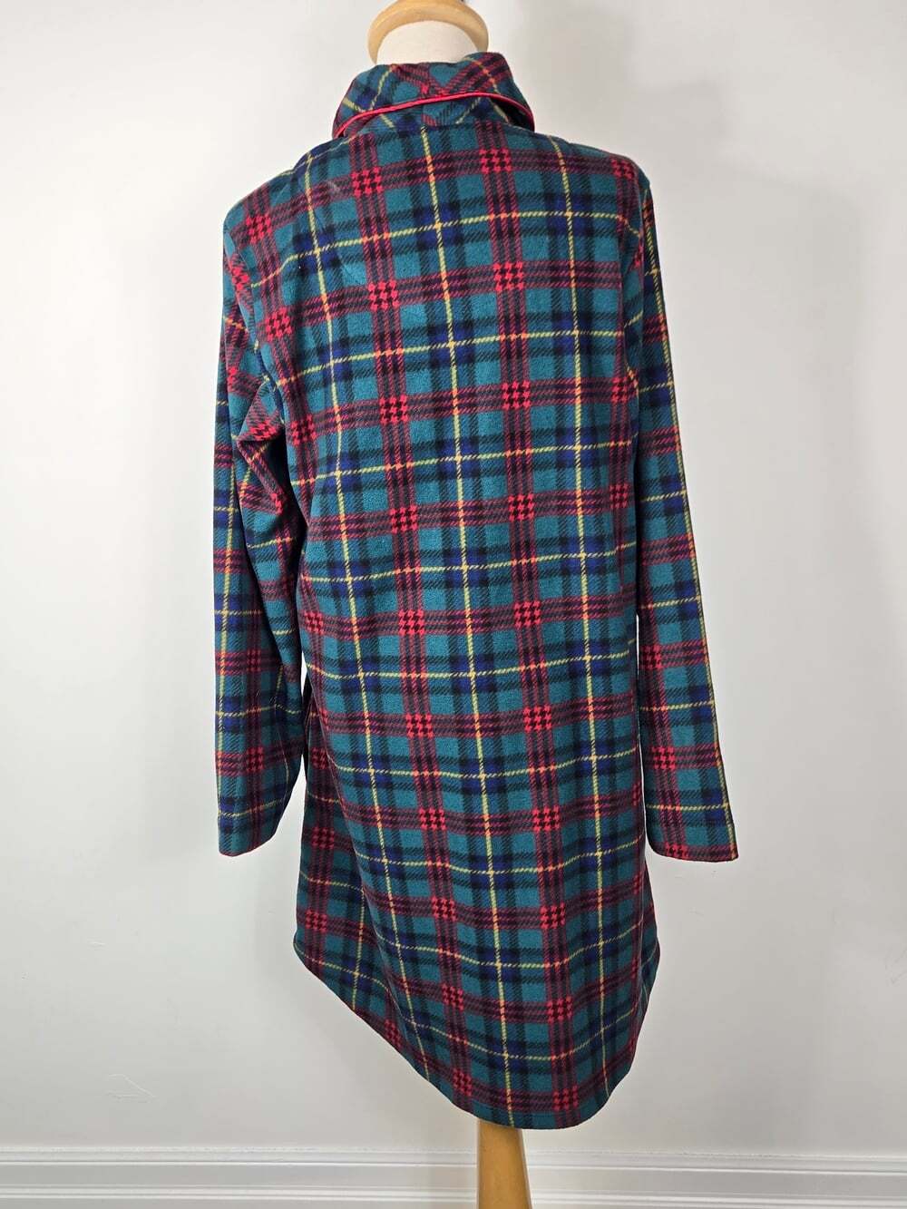 Lauren Ralph Lauren Plaid Fleece Nightshirt M Tartan Preppy Sleepwear Robe - Picture 6 of 9